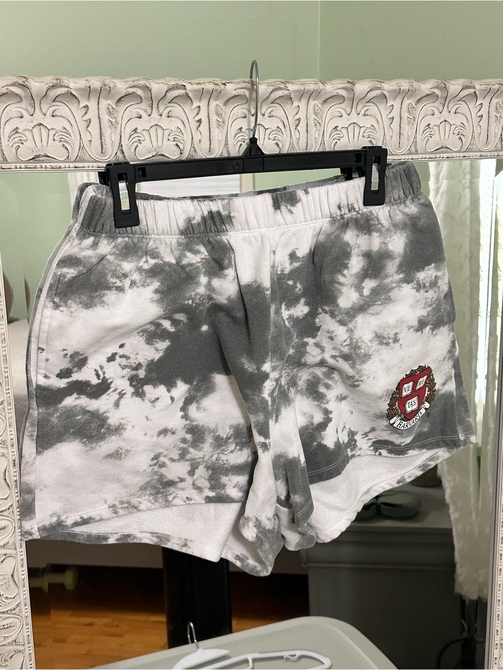 Harvard Logo Tie-Dye Grey & White Women’s Lounge Shorts